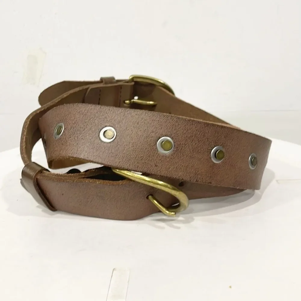 Vintage Joe’s Jeans Mens Genuine Leather Belt Sz Lg Two‎ Buckle Studded Handmade